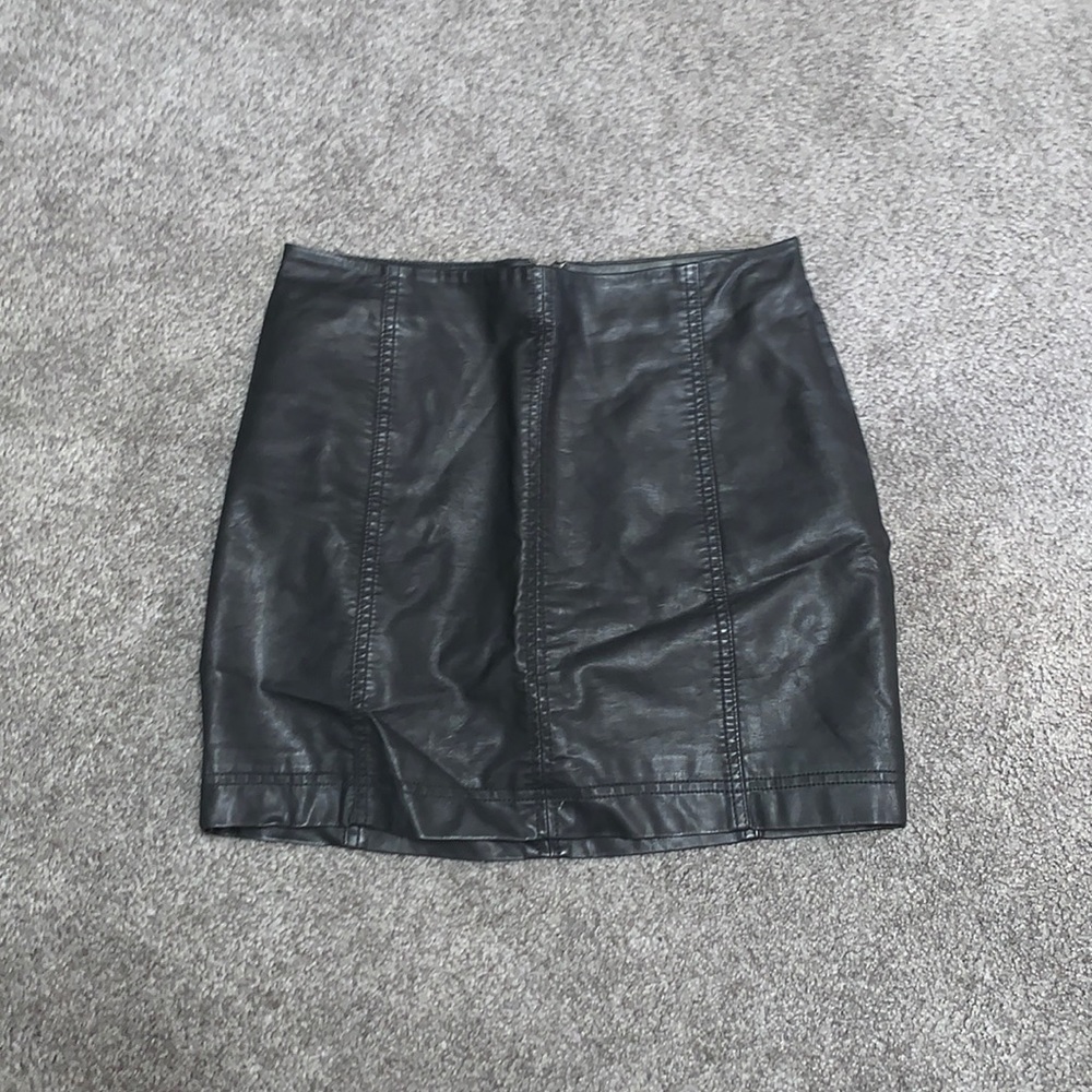 Free people Black leather skirt
